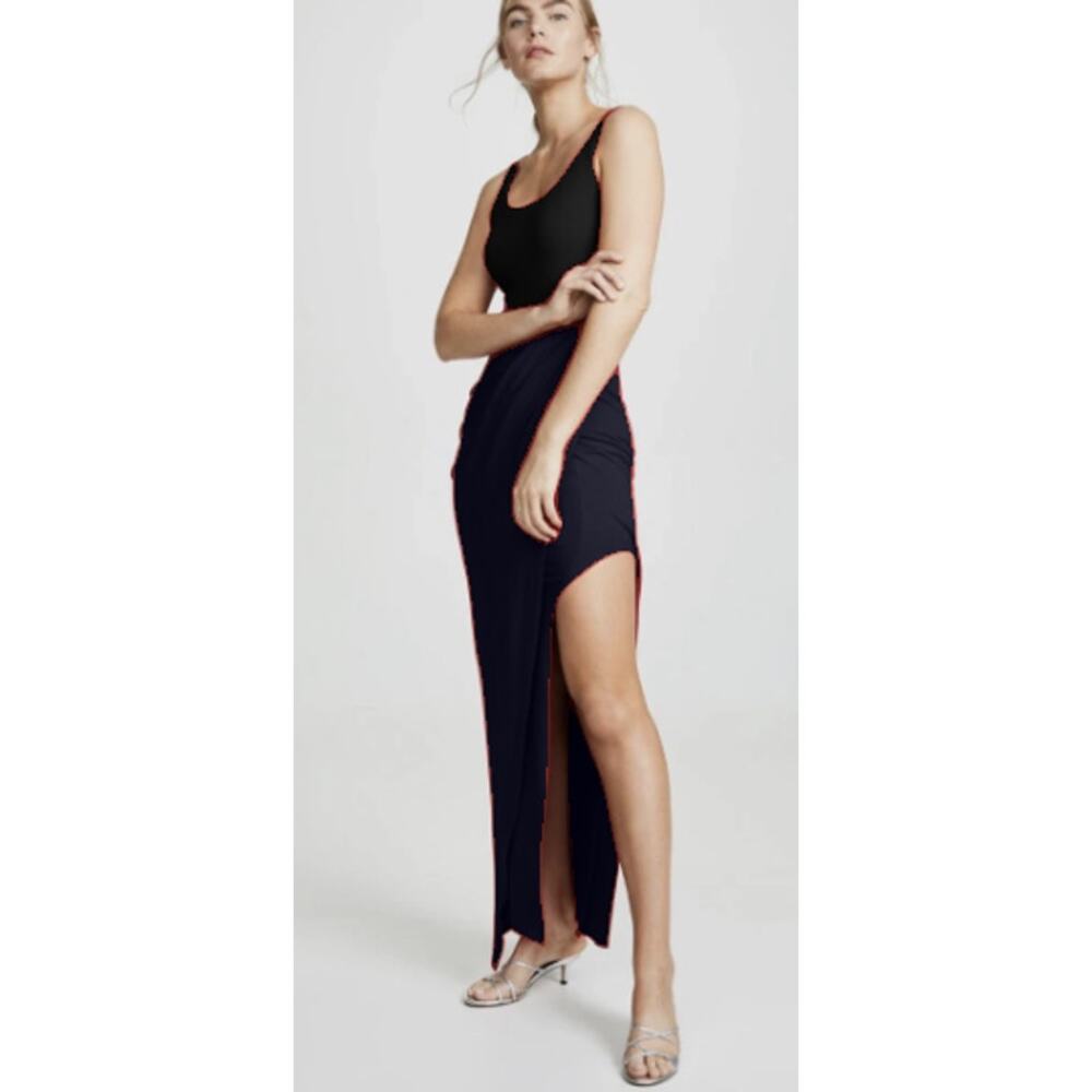 Amanda Uprichard Black Jersey Racer Back High Slit Tyra Maxi Dress, Size XS